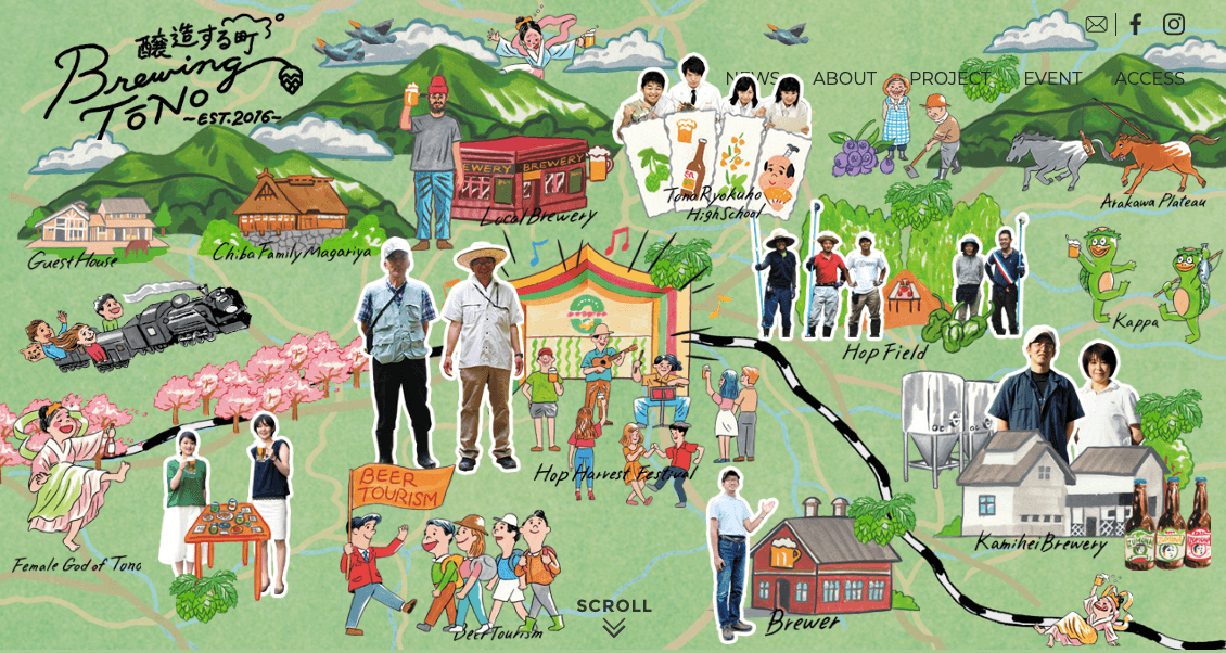 画像:「Brewing Tono」プロジェクトの公式サイトトップ画面
