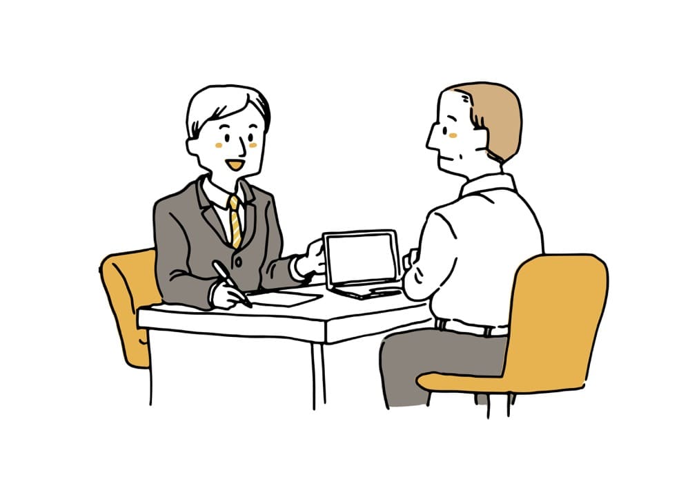ジョブコーチに相談をする男性