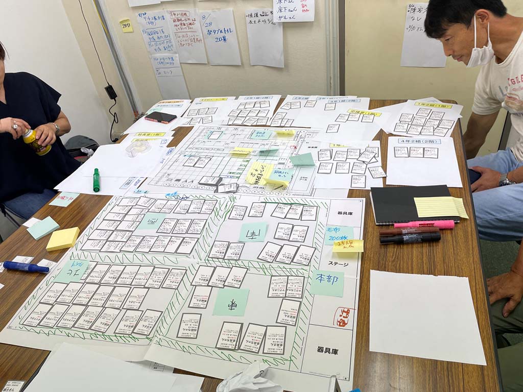 避難所運営ゲーム（HUG）地震バージョンを使った訓練の様子