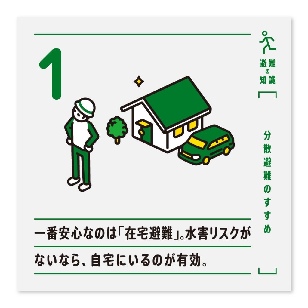 1.一番安心なのは「在宅避難」。水害リスクがないなら、自宅にいるのが有効。