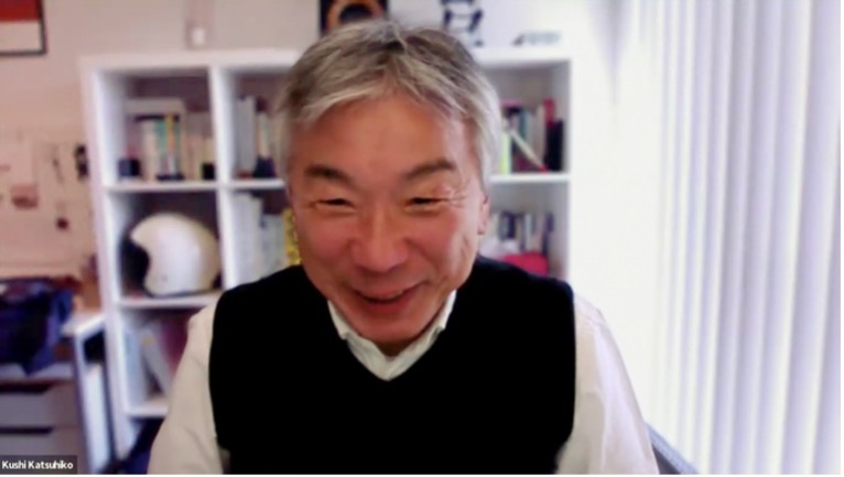 リモート参加している櫛教授の映像キャプチャー